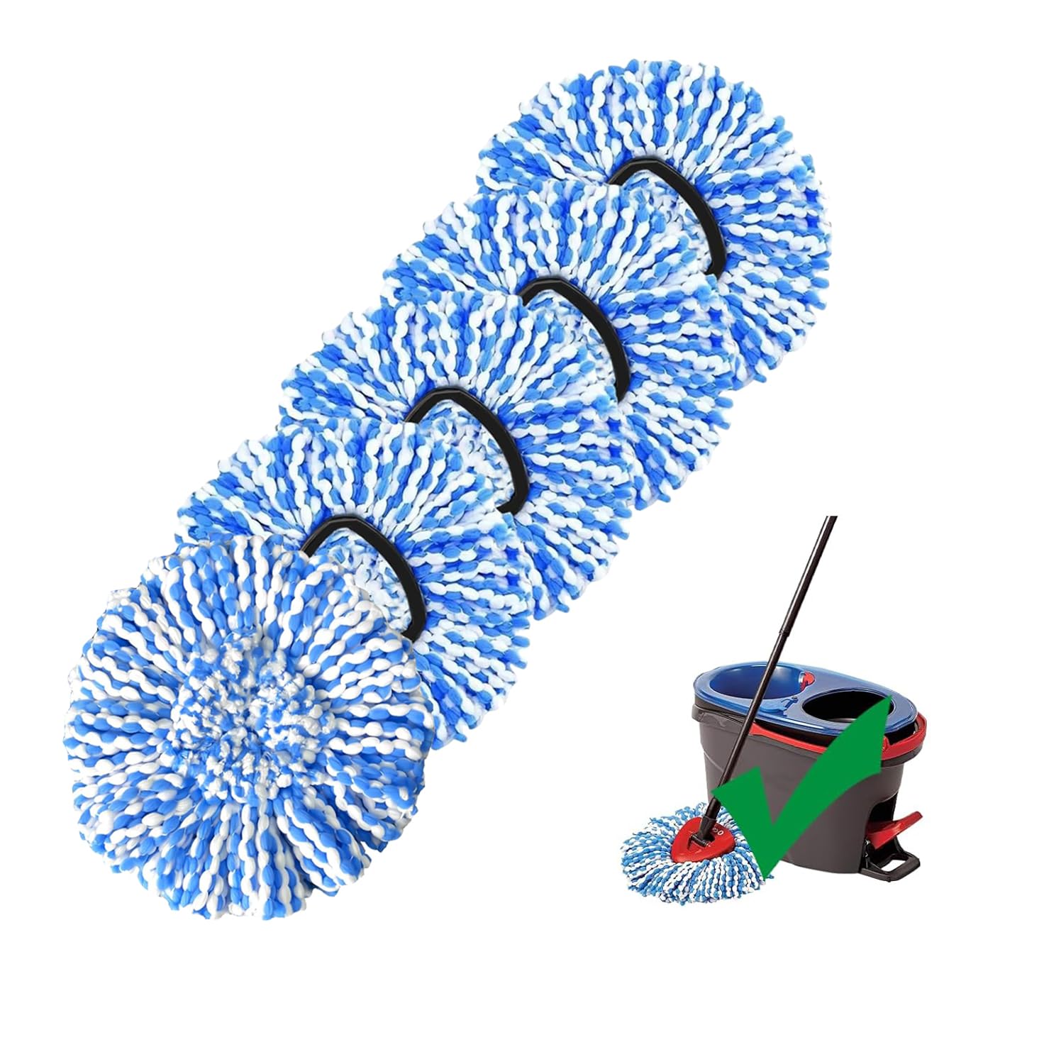 Photo 1 of [5 Pack]Mop Heads Replacements, Spin Mop Replacement Head Deep Cleaning Machine Washable and Easy Replace,Spin Mop Refill Replacement Head 100% Microfiber,Mop Head Compatible with RinseClea