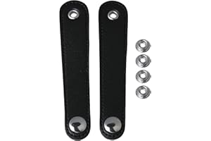 Yibuy Black Faux Leather Adjustable Accordion Bellows Straps with Buckles for Bass Accordion Pack of 2