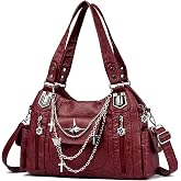 Makukke Y2K Gothic Tote Bag, Vintage Punk Shoulder Bag with Chains, Multi-Pocket Crossbody Purse for College Women Daily