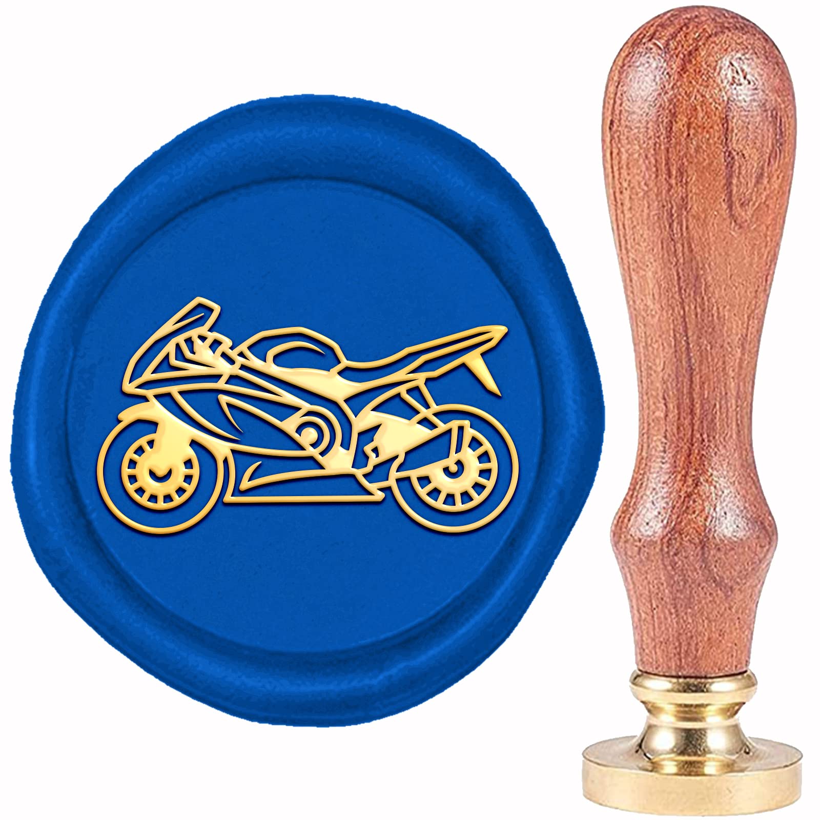 CRASPIRE Motorcycle Wax Seal Stamp Motorcycle Sealing Wax Stamps 20mm Retro Vintage Removable Brass Stamp Head with Wood Handle for Wedding Invitations Halloween Christmas Thanksgiving Gift Packing