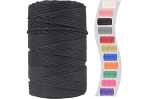 XIANGZI Macrame Cord 4mm x 109Yards (328Feet),100% Natural Cotton Macrame Rope-4 Strand Twisted Cotton Cord for Macrame Supplies DIY Crafts Knitting Plant Hangers Gift Wrapping