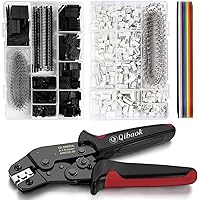 Qibaok Crimping Tool Kit Ratcheting Crimper with 1550PCS 2.54mm Dupont Connectors and 760pcs 2.54mm JST-XH Connectors for AWG