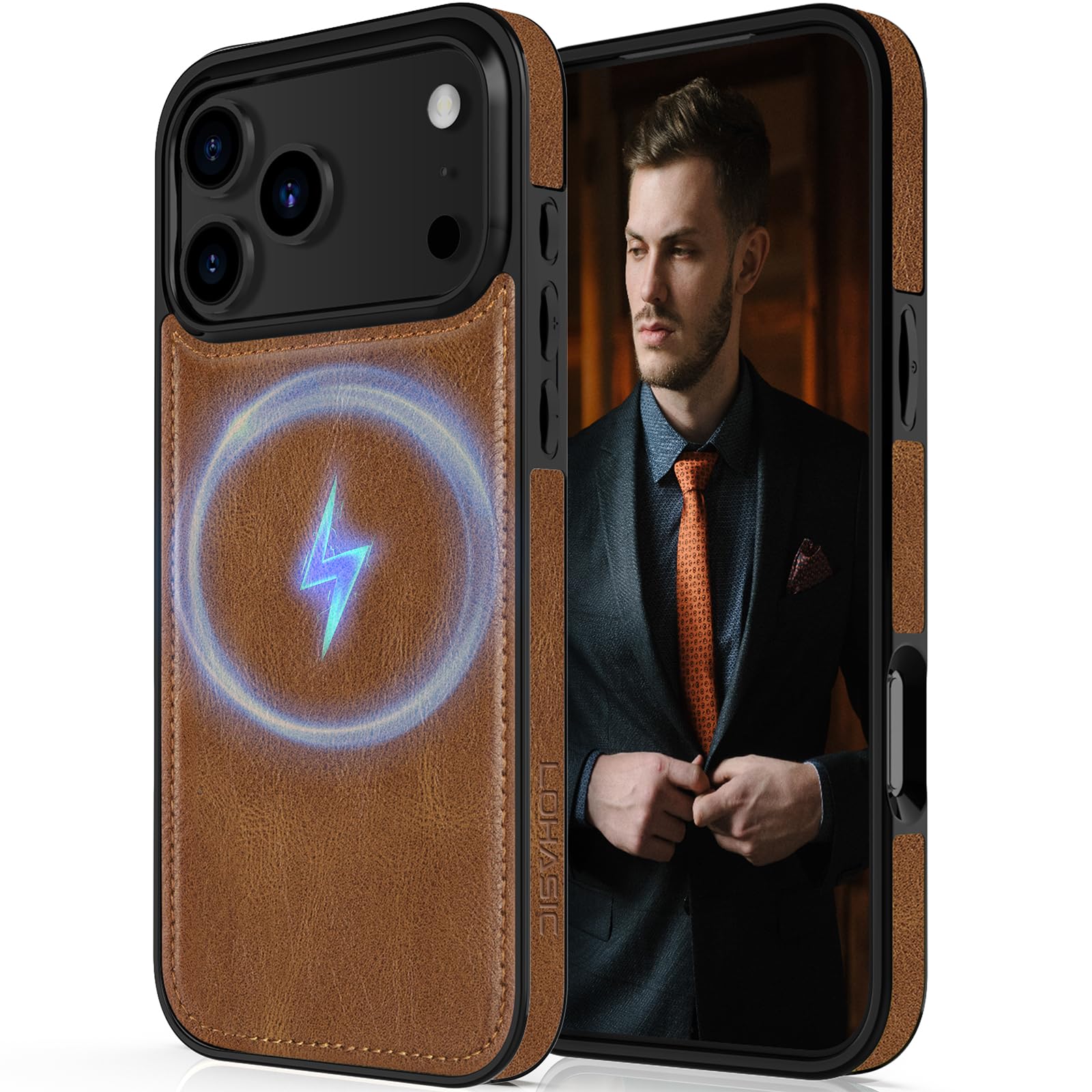 Photo 1 of LOHASIC for iPhone 17 Pro Max Case, Compatible with MagSafe Premium PU Leather Strong Magnetic Classic Style Soft Back Cover Protective Cases 6.9 inch 2025, Brown