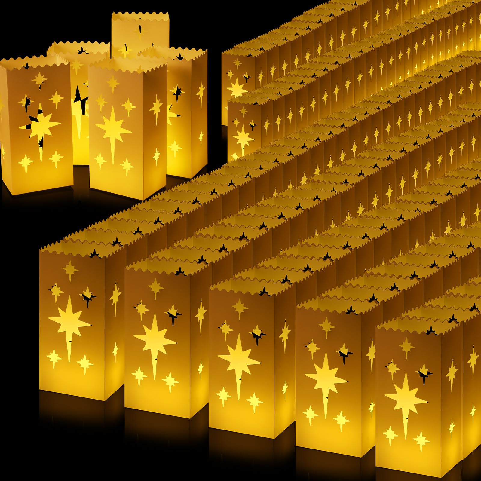 Photo 1 of Vercraft 2025 Waterproof 50 Pcs White Luminary Bags Waterproof Plastic Christmas Luminaries Candle Bag Reusable Lantern Bag Luminaries Bag for Christmas Birthday Wedding Party(Christmas Tree)