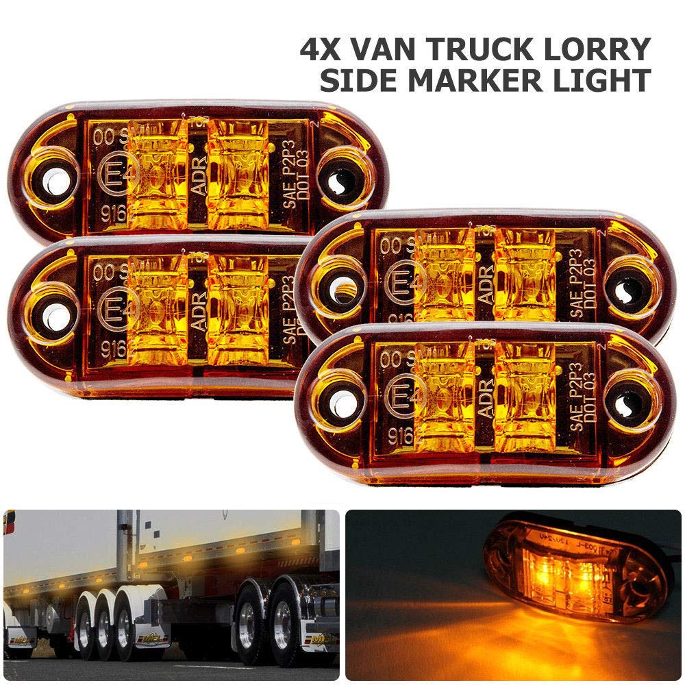 2 Luci Di Posizione 3 Diodi Rosse 12/24V LED Per Camion Rimorchio BUS