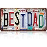 Vintage Best Dad License Plate Wall Decor Metal Tin Sign for Home Bar Garage 12 x 6 Inches