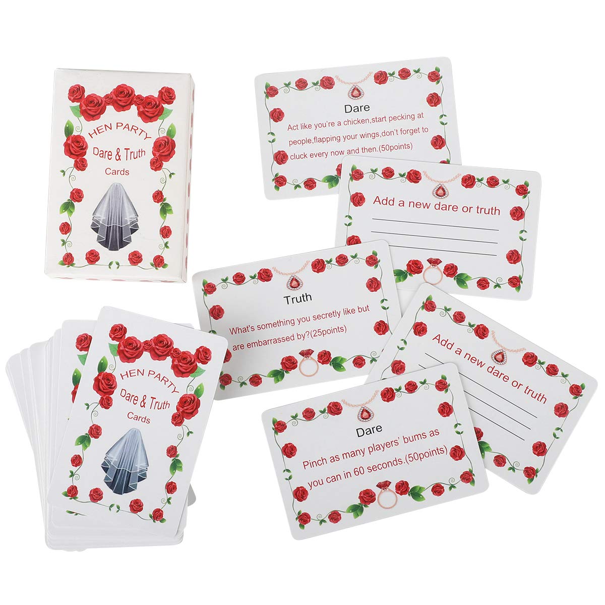 Girls Hen Night Out Party Games- Dare&Truth Cards, Hilarious Fiendishly Filthy Hen Party Ice Breaking Game Adults Team Bride To Be Bridal Shower Leisure, Hen Do Night Party Bingo Fun Games(52 Cards)