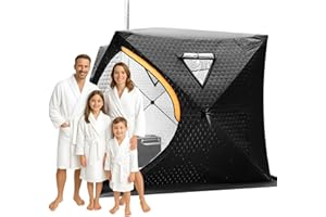 Gyfent 4 Person Outdoor Sauna Tent, 5.91 * 5.91 * 6.23FT Dry Sauna Box for Home Easy Setup Insulated Tent for Home Backyard Gym Camping Ice Fishing