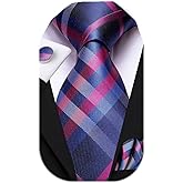 Dubulle Mens Paisley Striped Tie WOVEN Necktie for Men and Handkerchief Cufflinks Set Wedding Formal Business