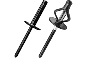 JIANDAXIN 50Pcs Tri-Fold Aluminum Blind Rivets,Tri Grip Exploding Assortment Bulb Style Pop Rivets for Automotive, Soft or Plastic Materials (All Black, 3/16"x25/32" Large Head 5/8")