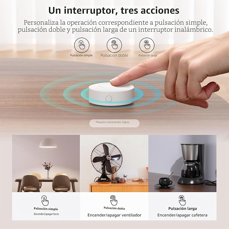 Zigbee Wireless Switch SNZB-01P, requiere SONOFF ZigBee hub, Botón de Control Multifuncional de Tres vías para Dispositivos Domésticos Inteligentes, Compatible con Alexa,Smartthings y IFTTT