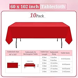 REWOMC 10 Pack Polyester Tablecloth 60 x 102 Inch