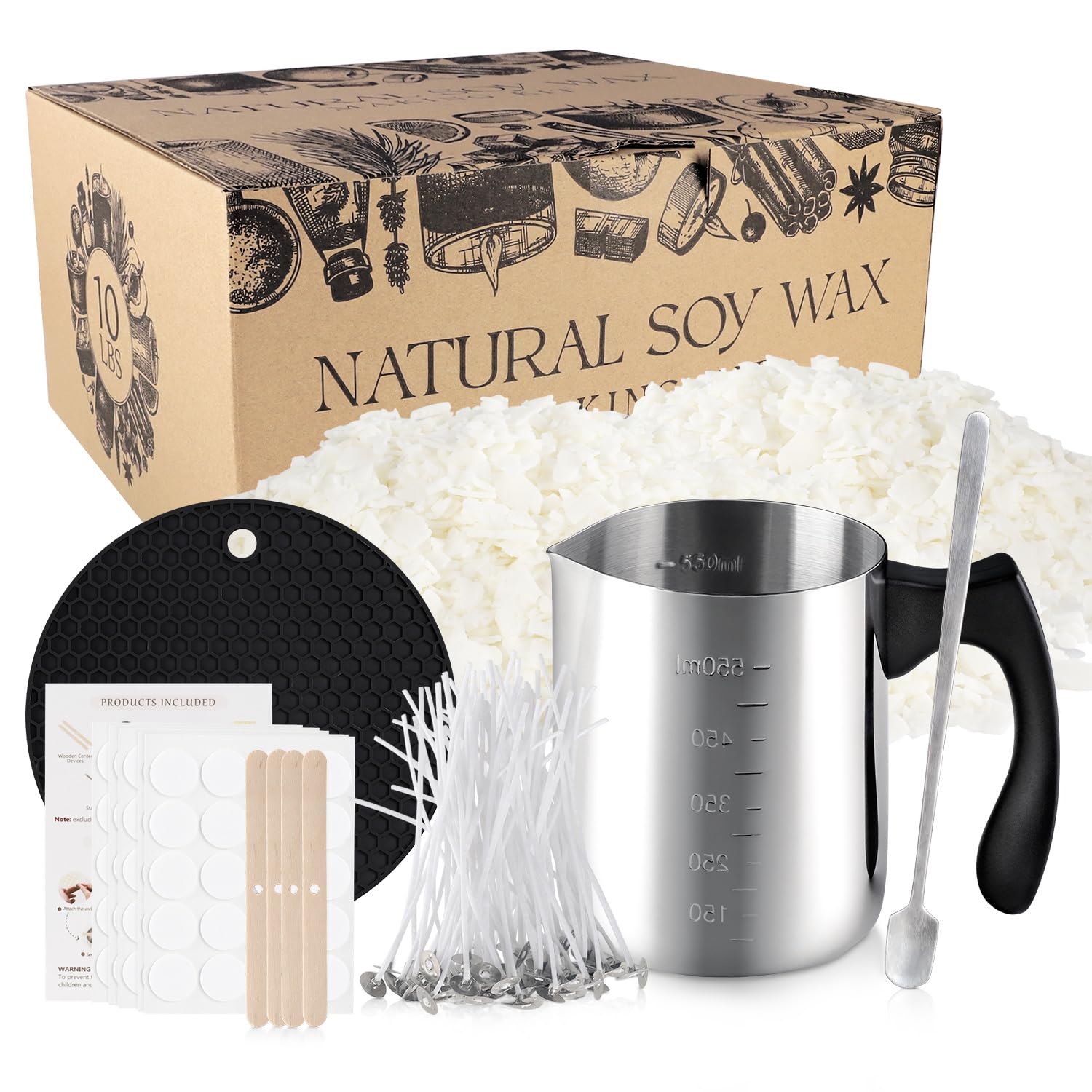 Photo 1 of Candle Making Kits for Adults,Beginner,Kids, Soy Wax, Making Supplies Include 10 LB Soy Wax Flakes, 100 Candle Wick, Centering Devices, Melting Pot