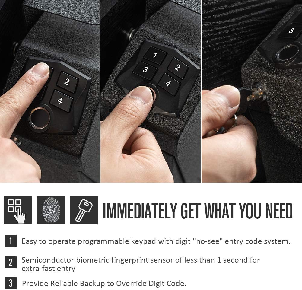 RPNB Mounted Firearm Safety Device with Auto Open Lid Biometric Fingerprint Lock Handgun Security Safe Gun Safe : Sports & Outdoors