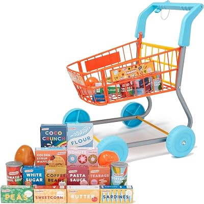 Casdon Shopping Trolley Set with Shopping for Children Colourful Black