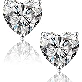 SMILEST 1-3ct Heart Moissanite Stud Earrings for Women Men, Brilliant Heart Lab Created Moissanite 925 Sterling Silver Earrings Jewelry Gifts Hypoallergenic