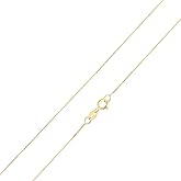 Ioka - REAL Solid 14K Yellow Gold 0.5mm Box Chain Necklace for Women with Spring Ring Clasp