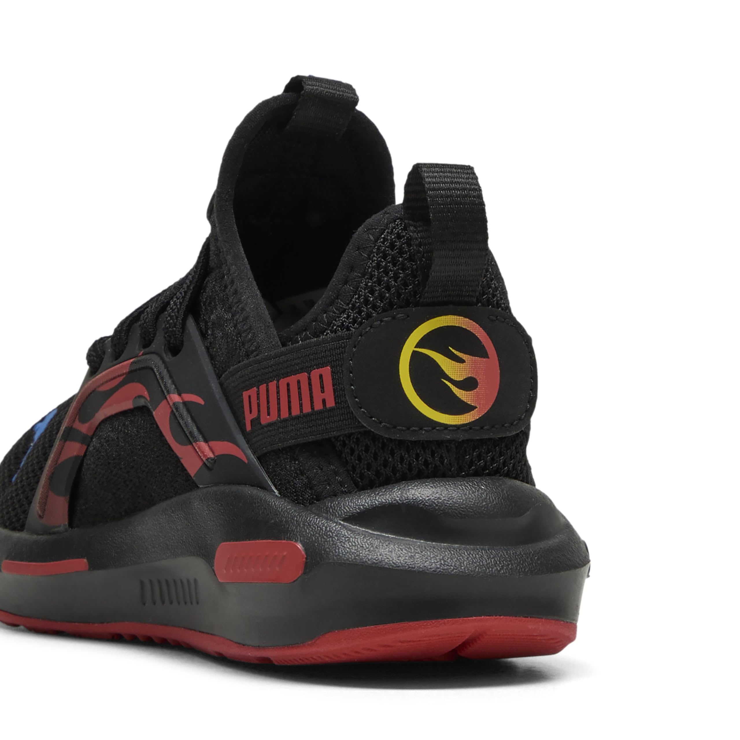 PUMA Softride Enzo Sneaker, Black-Red Fire, 12 US Unisex Little Kid