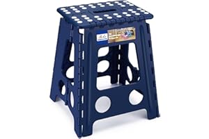 ACKO Folding Step Stool 16 Inch Stool 400 LB Weight Capacity Plastic Foldable Step Stools for Adults and Kids, Folding Stool Suitable for Kitchen, Stepping Stool with Handle Royal Blue Step Stool 1PC