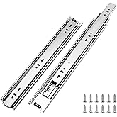 LONTAN 1 Pair Side Mount Drawer Slides 12 Inch Heavy Duty Cabinet Rails | 100lb Load Cold Rolled Steel; 3-Section Full Extension; Smooth Ball Bearing Glides; Quick Release Easy Setup Replacement