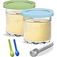 Creami Pints and Lids for Ninja, 16oz Creamer Storage Containers Holder Cups Can Canisters Accessories Replacement Parts for NC299AMZ & NC300s Series Ice Cream Maker, Airtight Dishwasher Safe BPA-Free