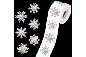 BUEAKE 500 Pcs 1.5 inches Winter Snowflake Stickers Self-Adhesive 6 Designs for Xmas Winter Envelope Journal Decor