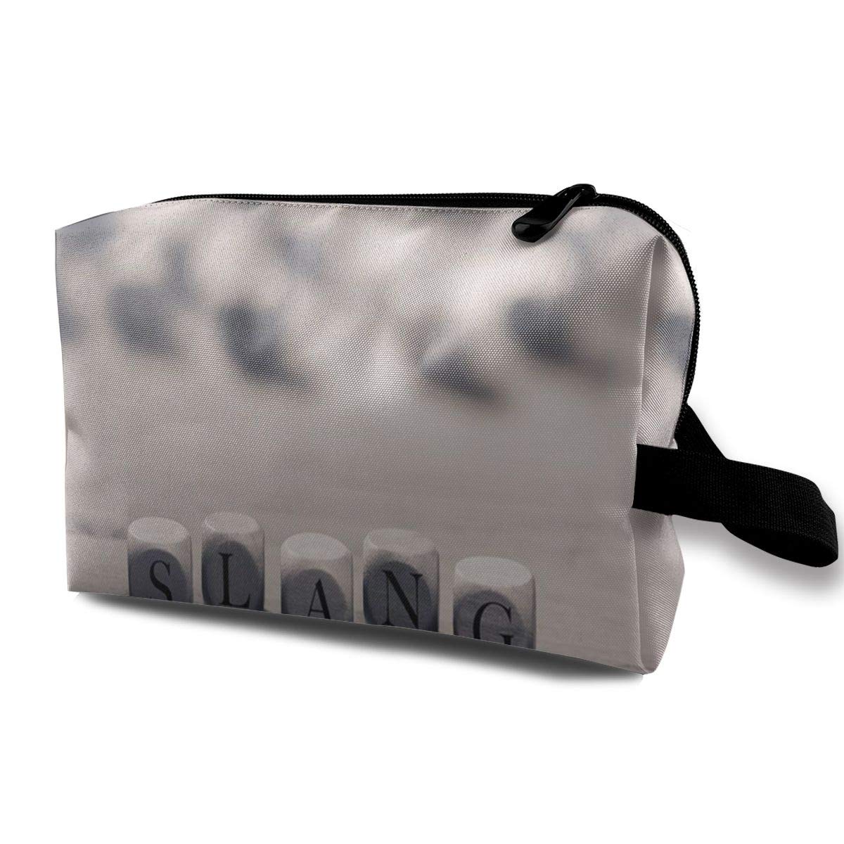 ZZguowuque Makeup Bags For Women,Travel Makeup Bag,Small Cosmetic Bag Communication Alphabet Slang Word On Wooden Cubes Block Dice