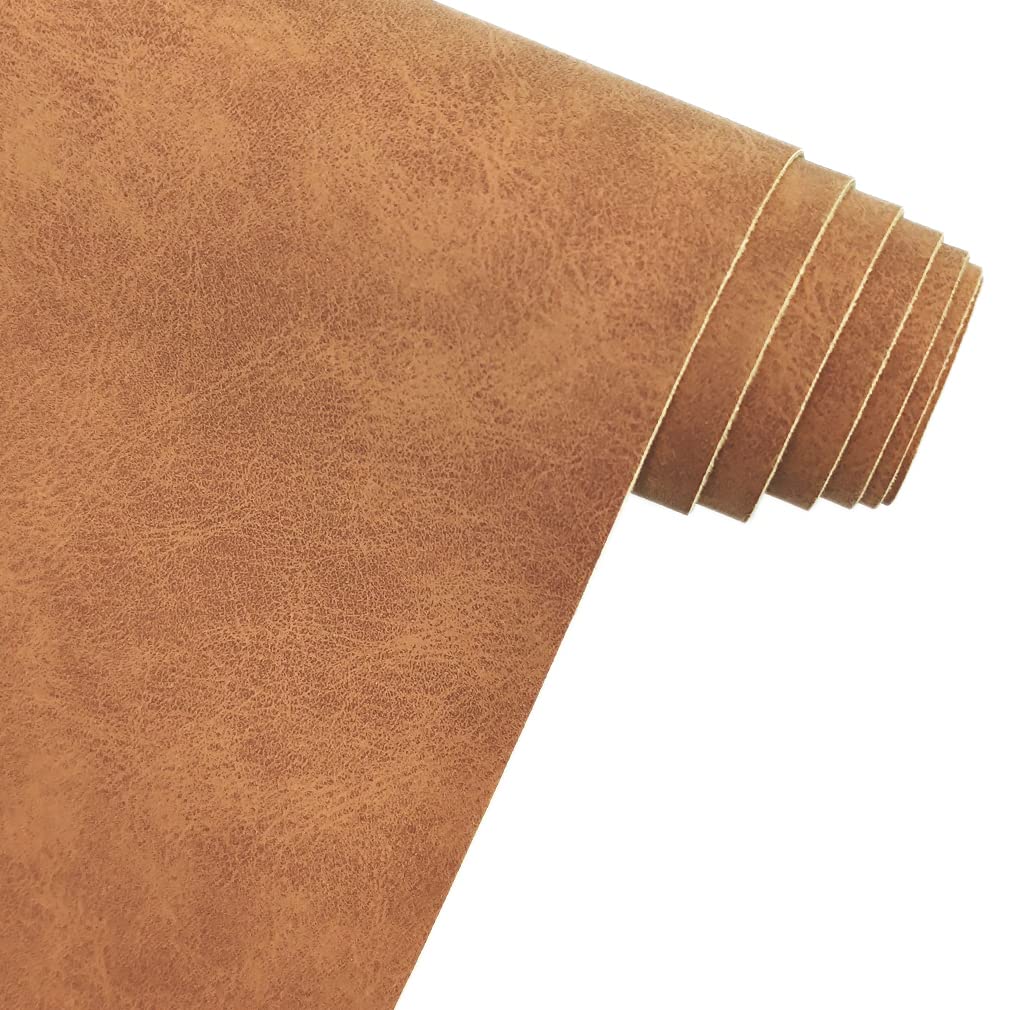 XHT Suede Faux Leather Fabric 30x135cm Waterproof Synthetic PU Leather for Earrings Pouches Hair Bows Making (Brown)