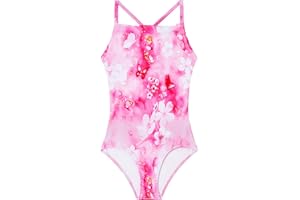 Snowheart Girls Swimsuit One Piece Halter Bathing Suit Colorful Print Kids Summer Beach Swimwear for 3-12 Years Old