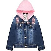 KIDSCOOL SPACE Little Girl Jean Jacket,Flower Embroidered Denim Outfits