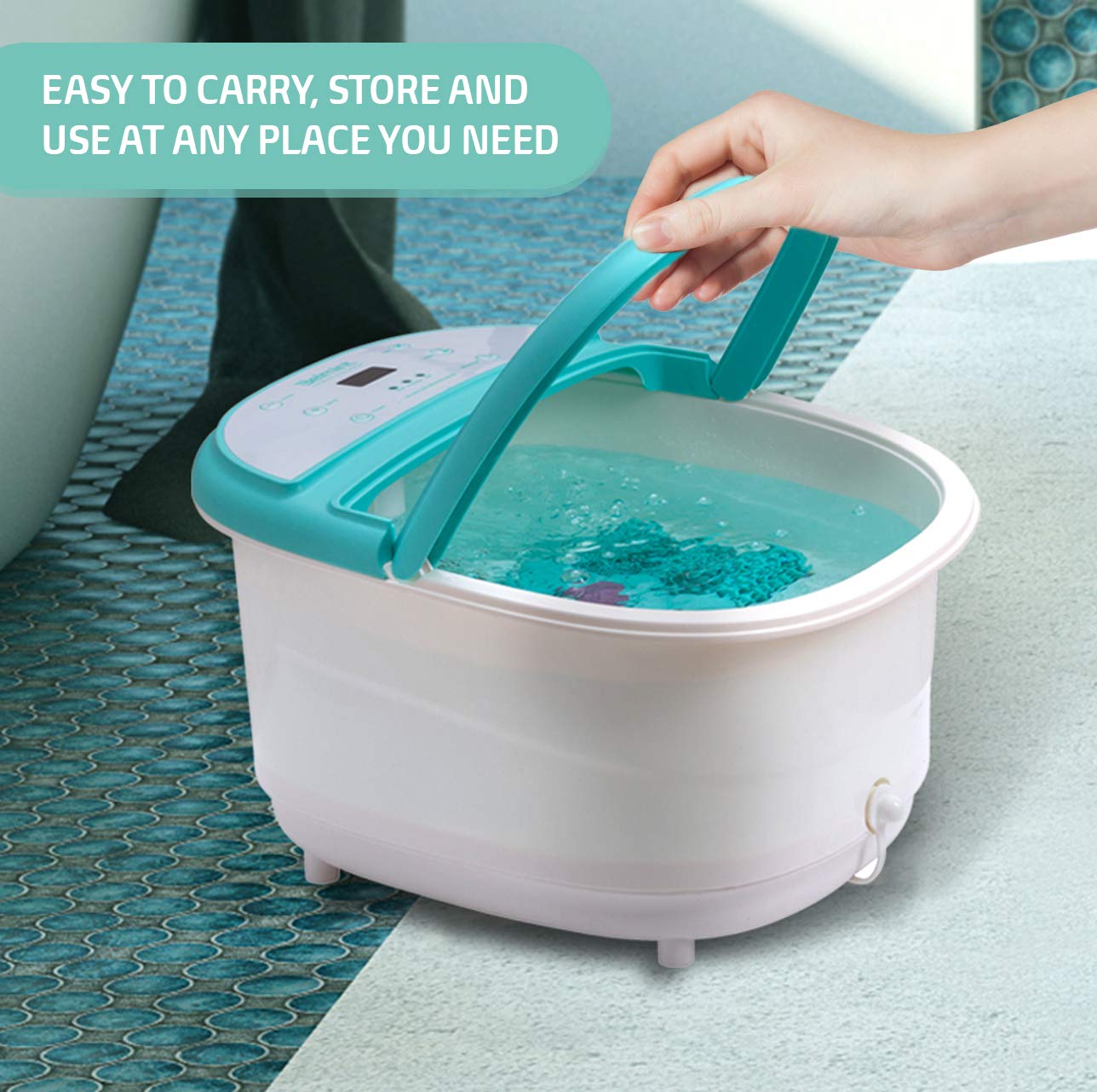 Foot Spa Bath Massager with Heat - Feet Soaking Tub Features 6 Shiatsu Massage Rollers, Rotting Callus Remover, Adjustable Time & Temperature - Stress Relief for Fatigue and Tired Feet: Beauty