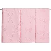 Hahafelt 3 Pack Valentines Day Hand Towels Pink Bow Coquette Bathroom Towels 100% Cotton Soft Absorbent Decorative Jacquard Weave Gifts for Kitchen Bathroom Decor, 29.5 x 13.7 Inch