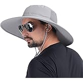 USHAKE Foldable Super Wide Brim Fishing Hat Bucket Safari Hat, UPF 50+ Sun Hat