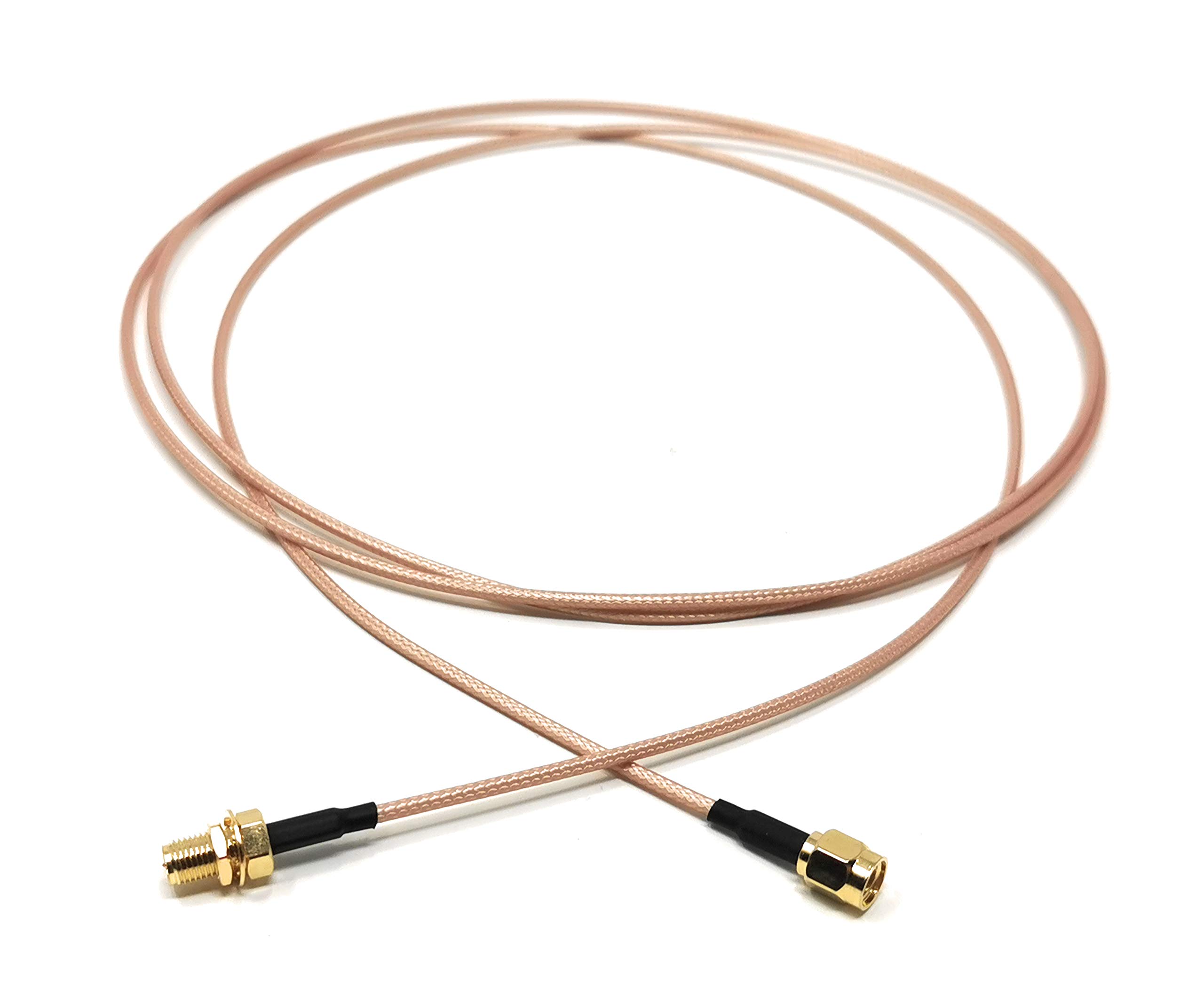 Maincore 1m Reverse SMA Male to SMA Female WiFi Antenna Cable Lead Extension, 50ohm, Braided Shield and Brass Reverse, Coax of 26 AWG (1m)