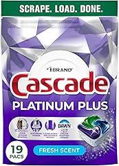 Cascade Platinum Plus Dishwasher Pods, Dishwasher Detergent, Dish Detergent Soap, Fresh, 19 Count