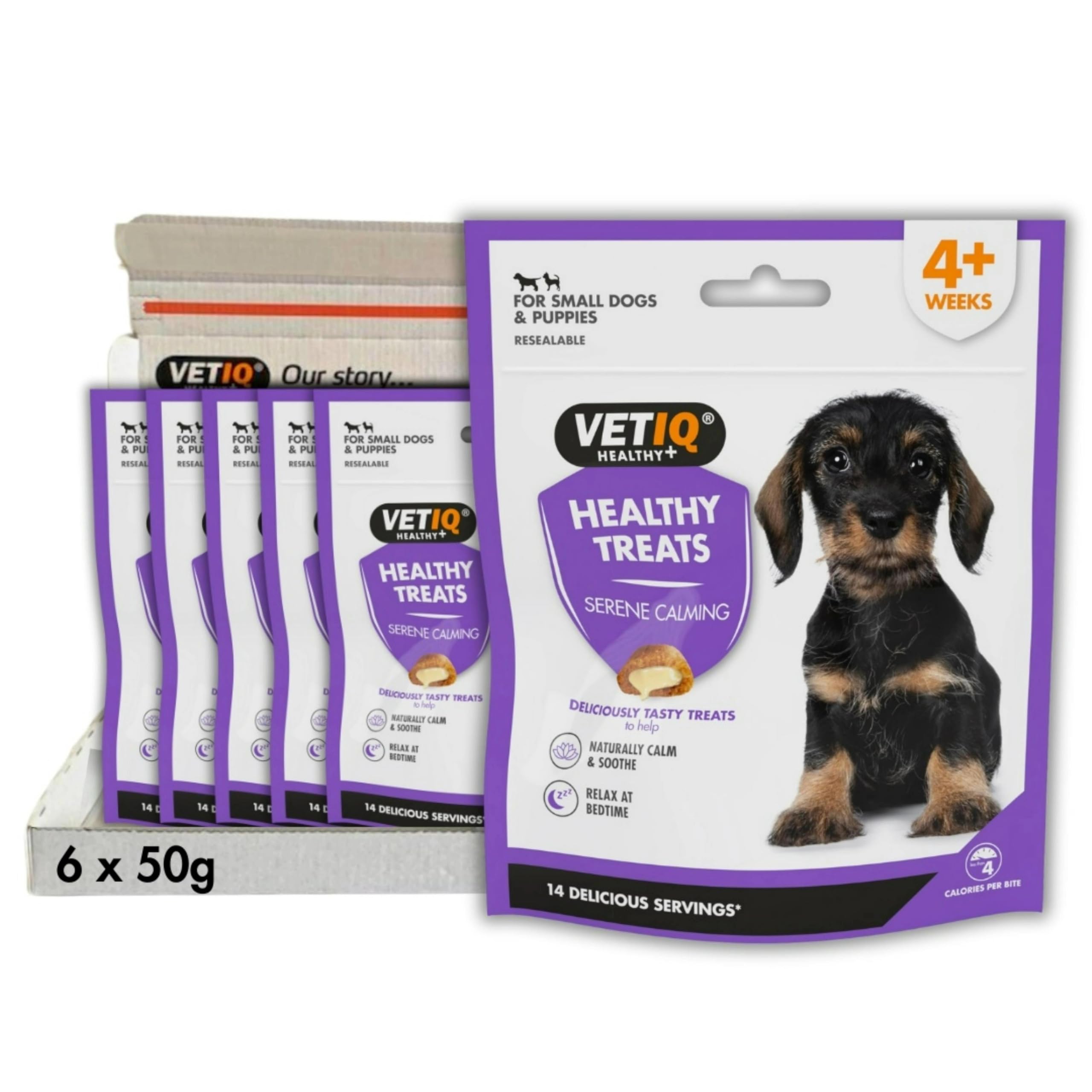 VETIQ Healthy Treats Serene Calming For Small Dogs & Puppies, Tasty Treats to Help Naturally Calm, Soothe & Relax Dogs at Bedtime, 50 g (Pack of 6)