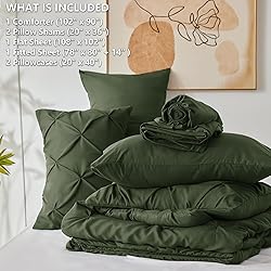 CozyLux Olive Green Comforter Set King - 7 Pieces