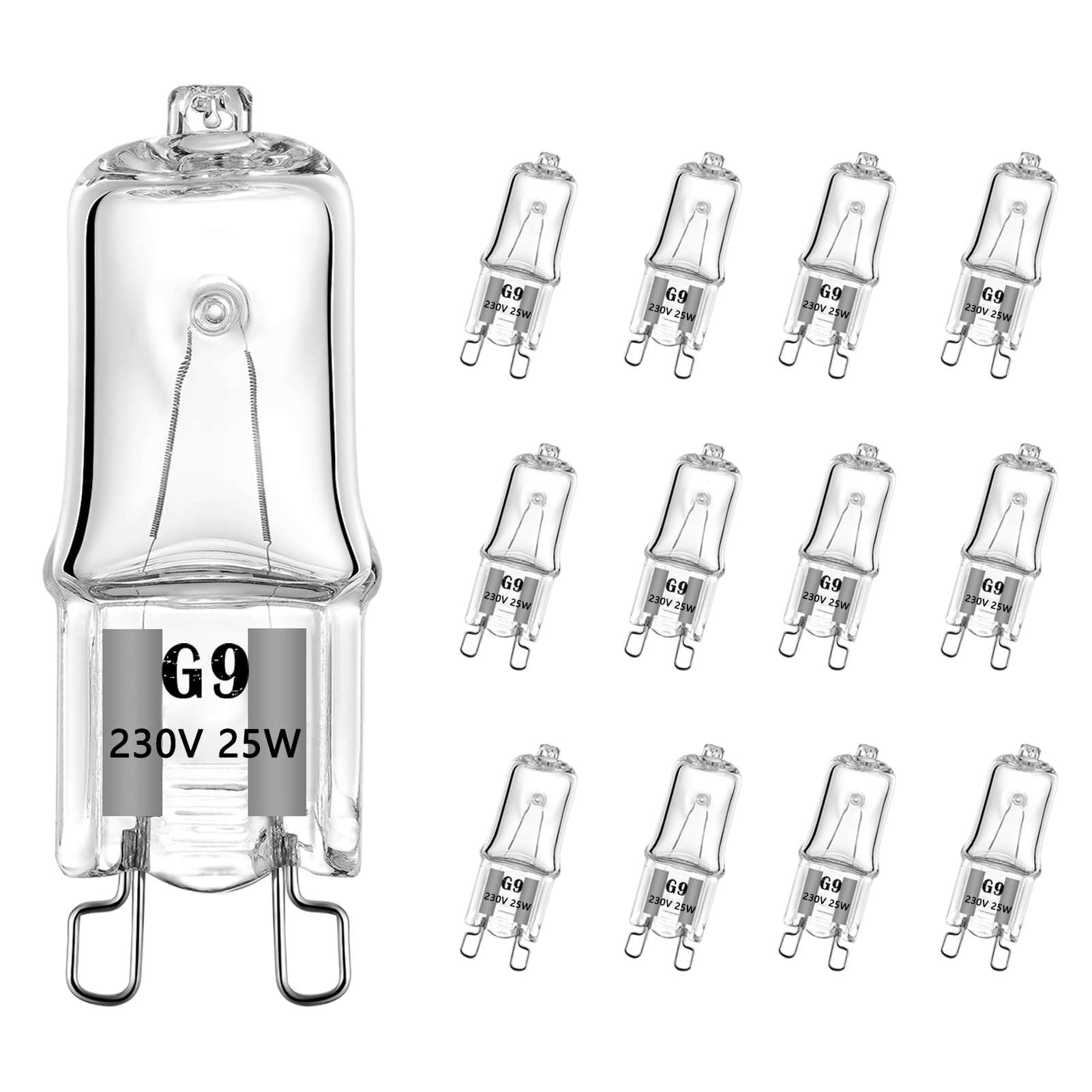 AHEVO G9 Light Bulbs 25Watt 230Volt Halogen Light Bulb G9 Base Bi-Pin 25W T4 for Bathroom,Under Cabinet, Puck Lighting, Dimmable Warm White 2700K (12Pack)