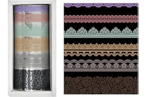 6 Rolls Lace Patterns Washi Tape Set DIY Craft Floral Arts Decorative Tape Adhesive Transparent Masking Tapes for Scrapbook