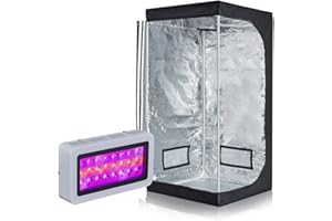 BloomGrow 300W LED Grow Light + 600D High 96% Reflective Mylar Grow Tent with Plastic Corner Indoor Hydroponic System Kits Grow Tent Complete Kit and Package (LED300W+32''X32''X63''Grow Tent)
