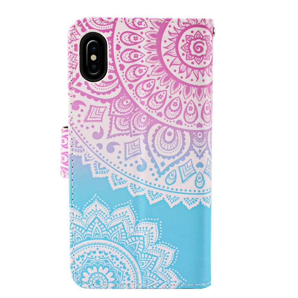 iPhone X Case, MagicSky iPhone X Wallet Case, Premium PU Leather Wristlet Flip Case Cover with Card Slots & Stand for Apple iPhoneX - Mandala
