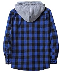 ZITY Men's Flannel Hoodie Shirts Casual Button Down