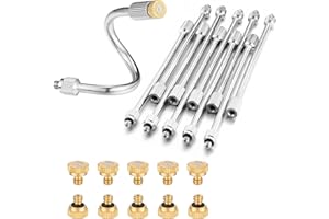 KITMOSE 10X Flexible Mister Extensions with Nozzle Kits 5.9 Inch Brass Mist Rod for Mister Nozzles Bendable Copper Extended Pole 10/24 UNC Thread Outdoor Cool Misting System (10, Extensions with Nozzle)