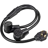 Nema 14-30P Dryer Splitter Extension Cord, Nema 14-30P 30-AMP Male Plug to (2) 14-30R Female Receptacle, 4-Prong Dyer Y Split