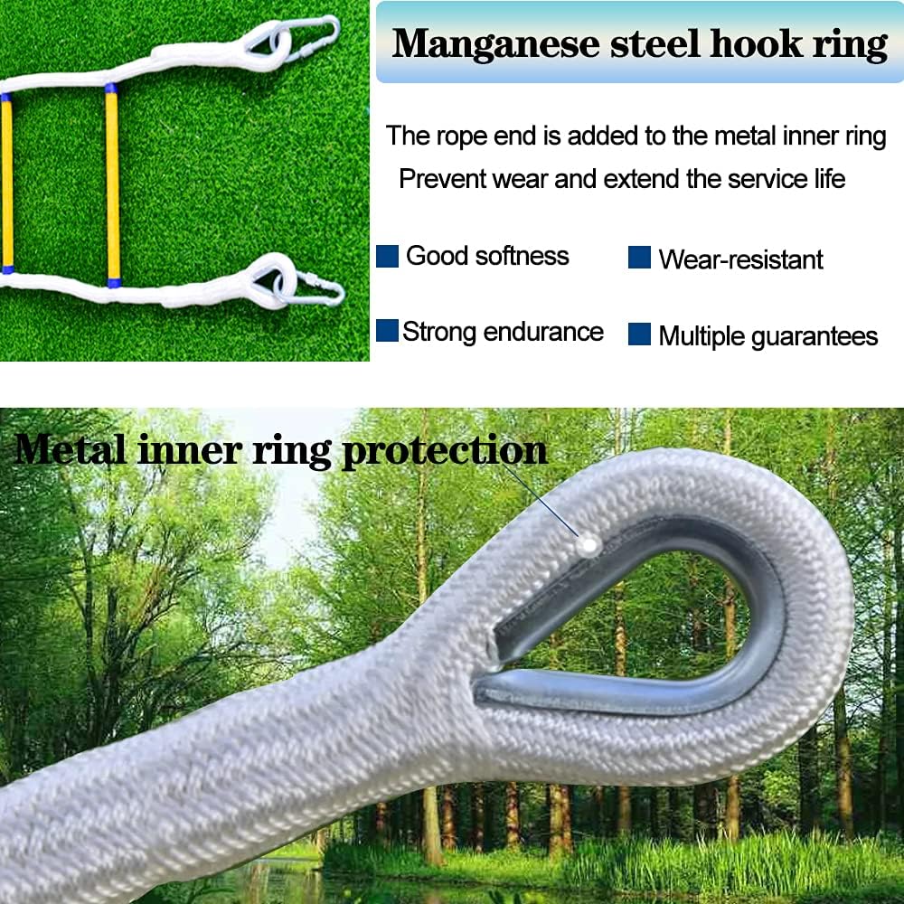 Fire Escape Ladder 2 Story Rope, Emergency Escape Ladders for Home 15.58 ft, Easy to Deploy & Store - - 