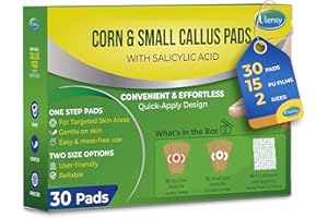 Ulensy Corn Remover Pads for Feet Toes: 30 Pack 40% Salicylic Acid Extra Strength Treatment - Fast Effective Medicated Bandages for Kids Adults Seniors Teens Athletes Runners Hikers Workers Men Women