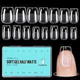 TOMICCA Coffin Shaped Short Nail Tips 360Pcs Half Matte Full Cover Clear