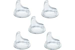 NUK Replacement Silicone Spout for Select NUK Cups, Spill-Proof, Soft Spout, Dishwasher-Safe, BPA-Free, Clear, Pack of 5