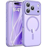 FNTCASE for iPhone 17 Pro Max Case: [Compatible with Magsafe] Translucent Matte Cases with [Full Camera Protection] [Screen Protector] Military Grade Shockproof Protective Phone Cover - Light Purple