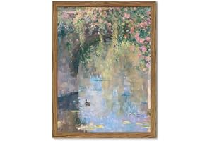 WGTUWY Framed Vintage Monet Canvas Wall Art, Floral Landscape Wall Decor Paintings, Country Nature Pictures Prints Aesthetic Home Decor for Living Room Bedroom Bathroom 8x10 inch